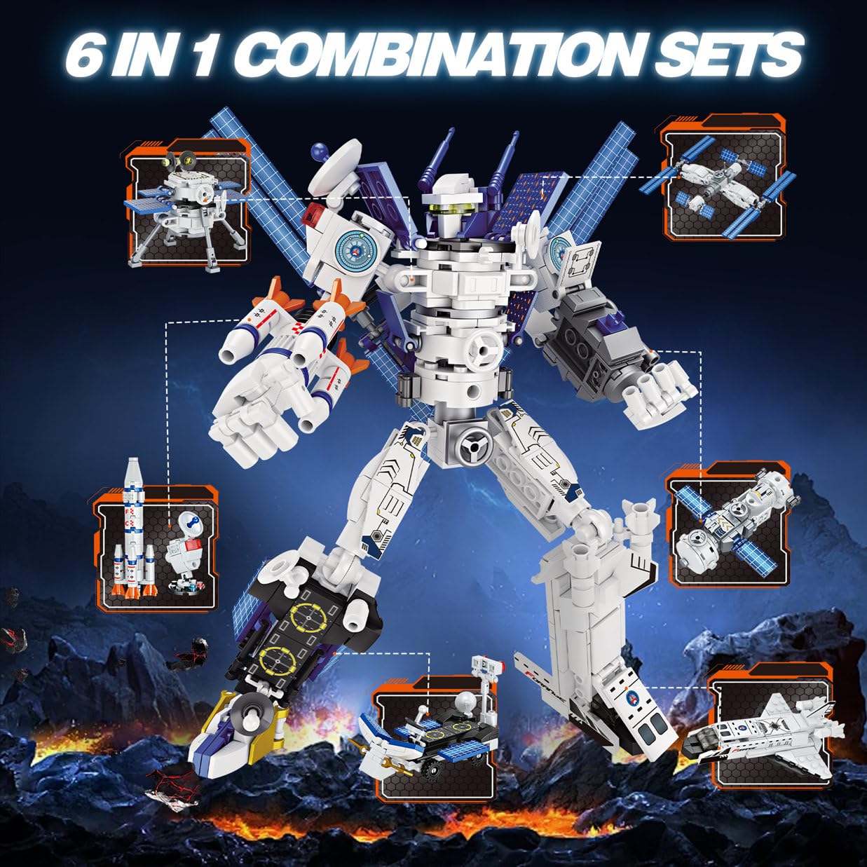 KEAOOD Mecha Robot Building Block Sets, STEM Mech Building Toy, 6